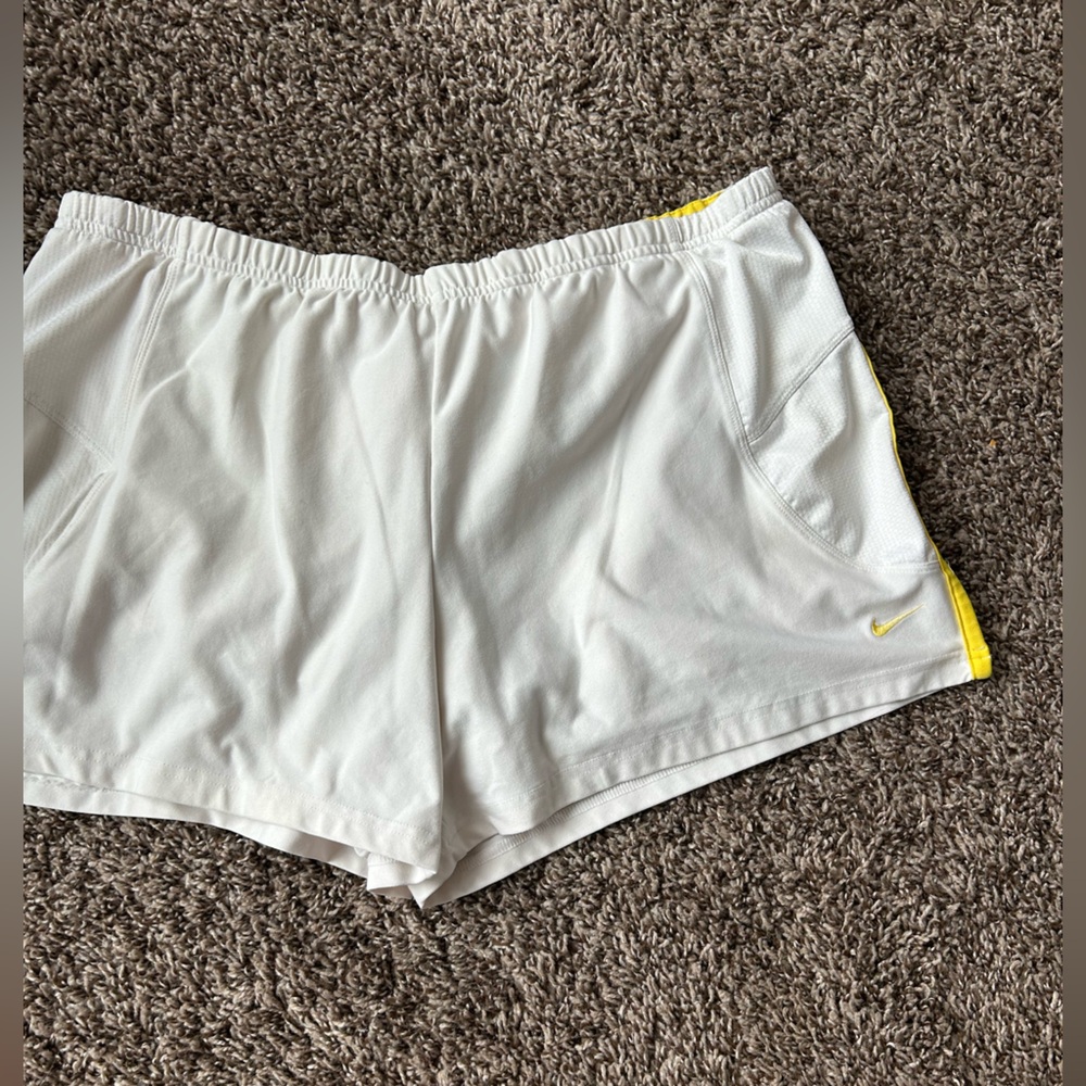 Nike Women's White and Yellow Shorts